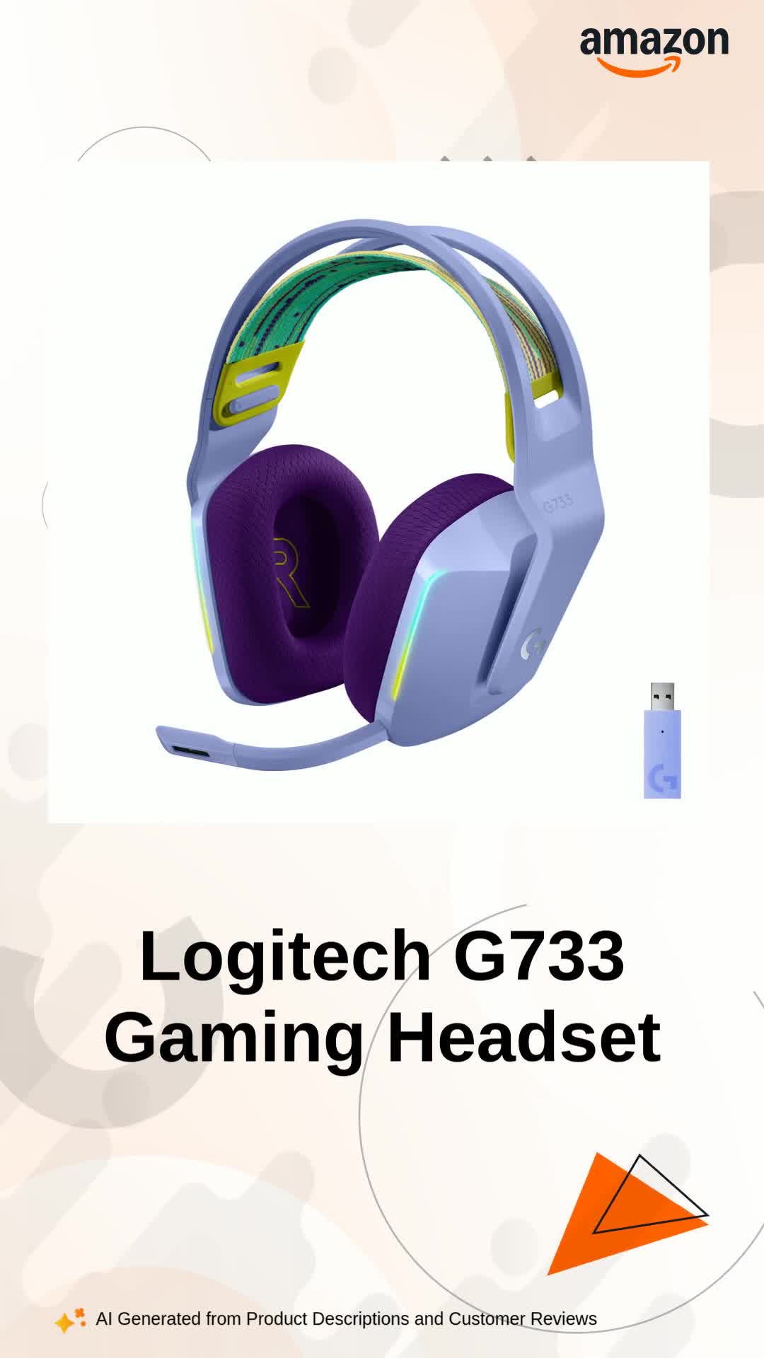 Logitech G733 Lightspeed Wireless Gaming Headset with Suspension